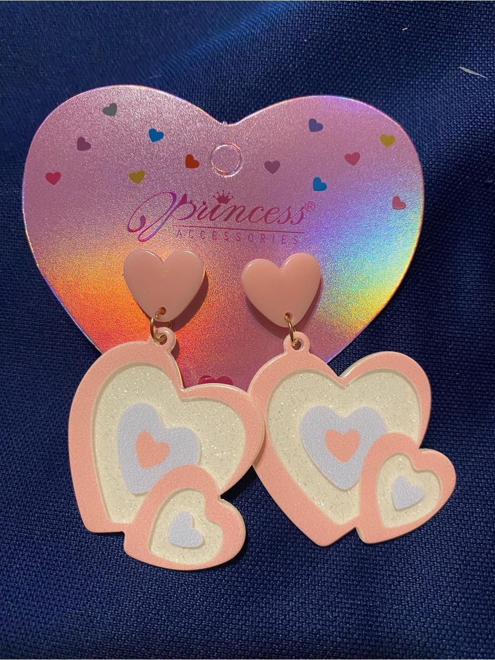 Pink Layered Heart Drop Earrings for Kids